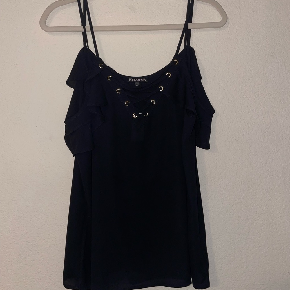 Express ruffle off the shoulder too